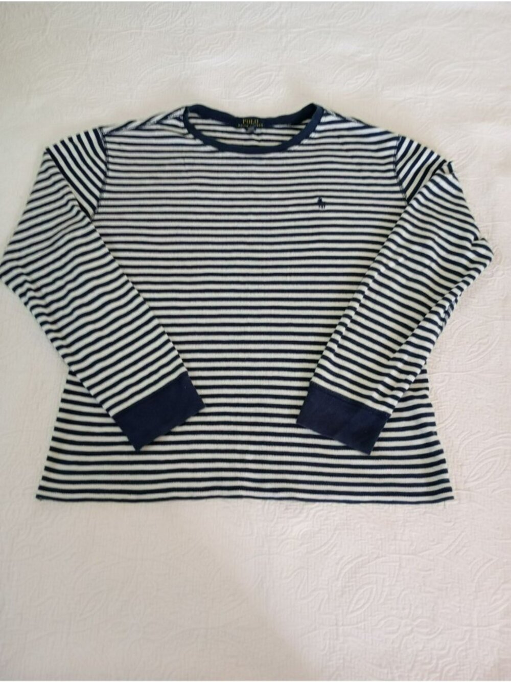 Vintage Polo Ralph Lauren Naval Long Sleeve T-Shirt Thermal Size XL Cotton Mens